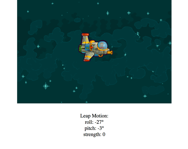Unterstützung des Leap Motion Controllers im Spiel, mit sichtbarer Ausgabe für Roll, Pitch und Stärke.